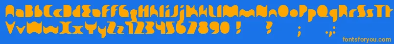 フォントSakiane – オレンジ色の文字が青い背景にあります。