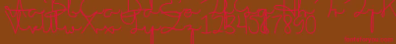 Fonte Sakila Script DEMO – fontes vermelhas em um fundo marrom
