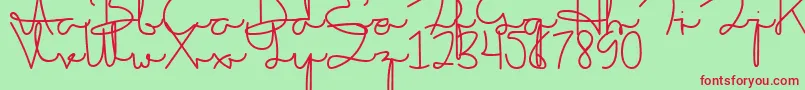 Sakila Script DEMO-Schriftart – Rote Schriften auf grünem Hintergrund