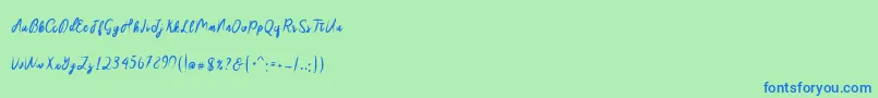 Sakira Script Font – Blue Fonts on Green Background