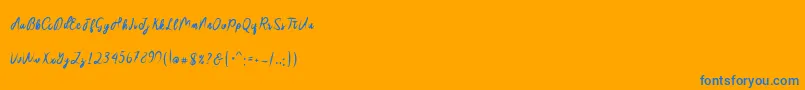 Sakira Script Font – Blue Fonts on Orange Background