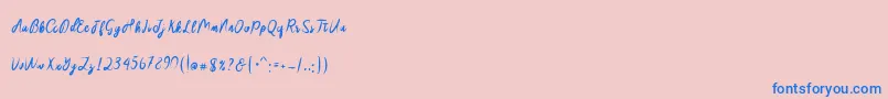 Sakira Script Font – Blue Fonts on Pink Background
