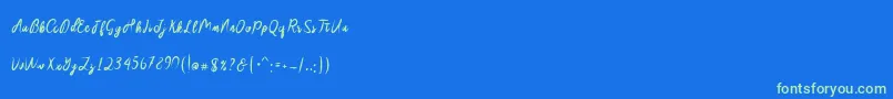 Sakira Script-Schriftart – Grüne Schriften auf blauem Hintergrund