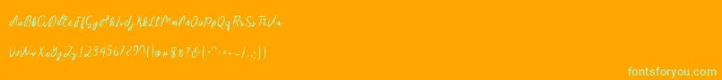 Sakira Script Font – Green Fonts on Orange Background