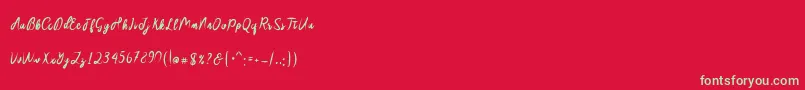 Sakira Script Font – Green Fonts on Red Background