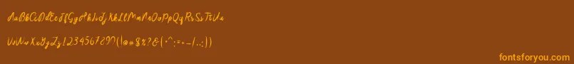 Sakira Script Font – Orange Fonts on Brown Background