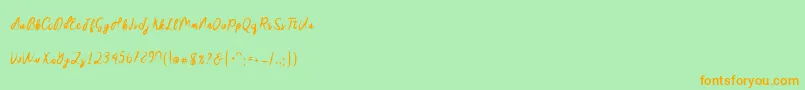 Sakira Script Font – Orange Fonts on Green Background