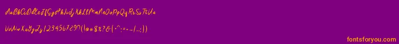 Sakira Script-fontti – oranssit fontit violetilla taustalla