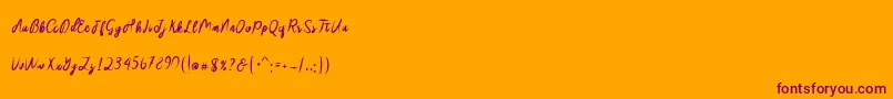 Sakira Script Font – Purple Fonts on Orange Background