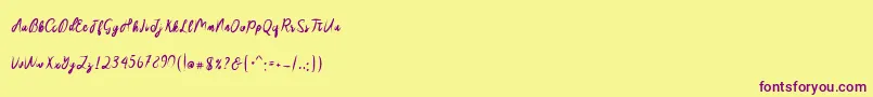 fuente Sakira Script – Fuentes Moradas Sobre Fondo Amarillo