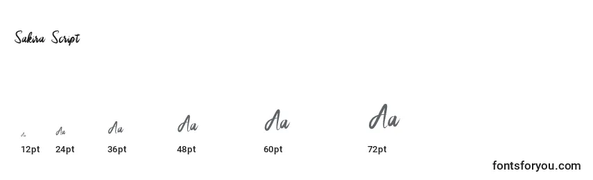 Sakira Script Font Sizes