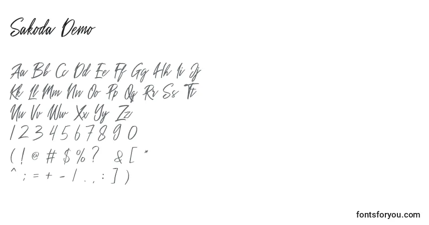 Schriftart Sakoda Demo – Alphabet, Zahlen, spezielle Symbole