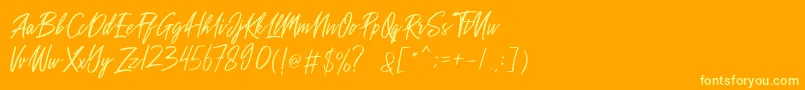 fuente Sakoda Demo – Fuentes Amarillas Sobre Fondo Naranja