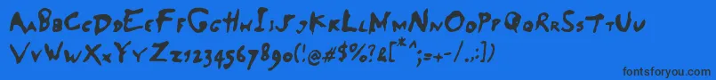 SaladeDeFruitsPomme-Schriftart – Schwarze Schriften auf blauem Hintergrund