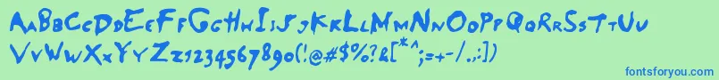 フォントSaladeDeFruitsPomme – 青い文字は緑の背景です。