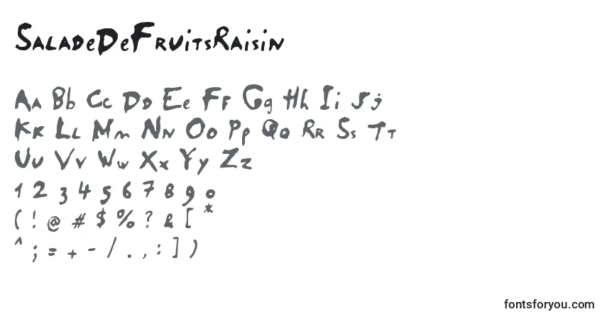 A fonte SaladeDeFruitsRaisin (139475) – alfabeto, números, caracteres especiais