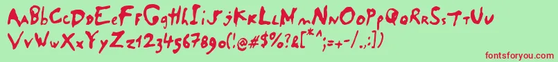 フォントSaladeDeFruitsRaisin – 赤い文字の緑の背景
