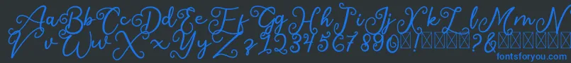 フォントSalaheFree – 黒い背景に青い文字