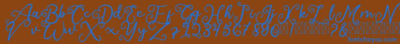 Czcionka SalaheFree – niebieskie czcionki na brązowym tle