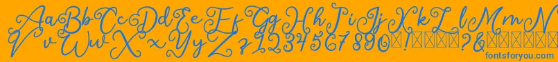 SalaheFree-fontti – siniset fontit oranssilla taustalla