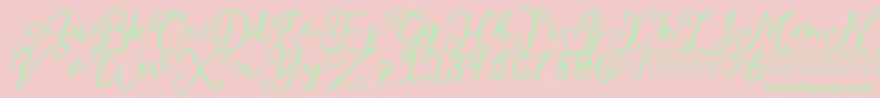 Czcionka SalaheFree – zielone czcionki na różowym tle