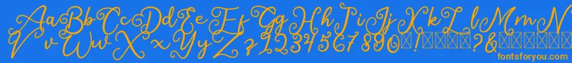 SalaheFree-Schriftart – Orangefarbene Schriften auf blauem Hintergrund