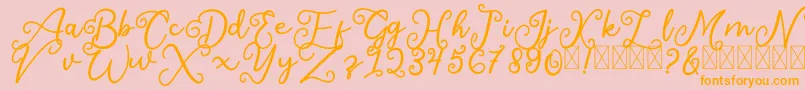 フォントSalaheFree – オレンジの文字がピンクの背景にあります。