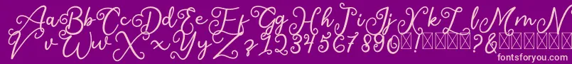 SalaheFree-fontti – vaaleanpunaiset fontit violetilla taustalla
