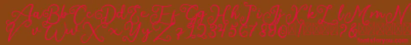 SalaheFree-Schriftart – Rote Schriften auf braunem Hintergrund
