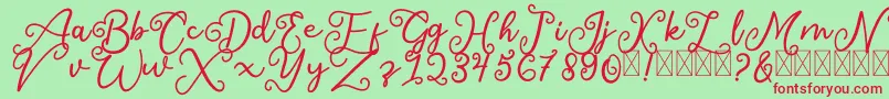 SalaheFree-fontti – punaiset fontit vihreällä taustalla