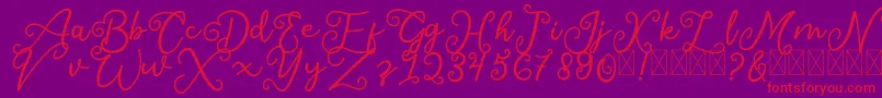 SalaheFree-fontti – punaiset fontit violetilla taustalla