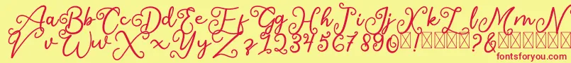 SalaheFree-fontti – punaiset fontit keltaisella taustalla