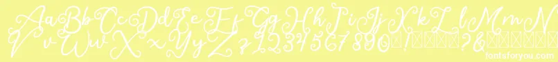 SalaheFree-fontti – valkoiset fontit keltaisella taustalla