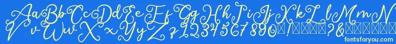 SalaheFree-Schriftart – Gelbe Schriften auf blauem Hintergrund