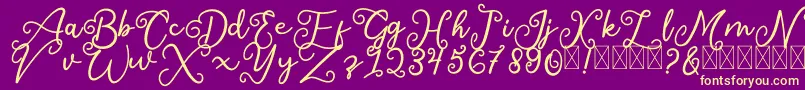 SalaheFree-fontti – keltaiset fontit violetilla taustalla