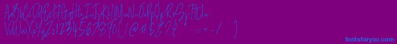 Salernitana Script-Schriftart – Blaue Schriften auf violettem Hintergrund