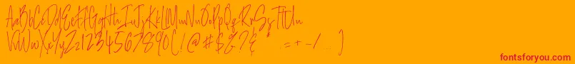 Fonte Salernitana Script – fontes vermelhas em um fundo laranja