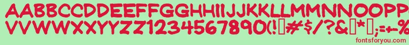 JeffreyprintJl Font – Red Fonts on Green Background