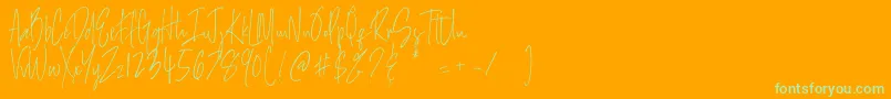 Salernitana Script-Schriftart – Grüne Schriften auf orangefarbenem Hintergrund