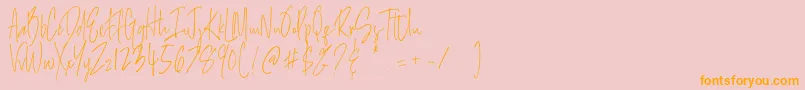 Salernitana Script-Schriftart – Orangefarbene Schriften auf rosa Hintergrund