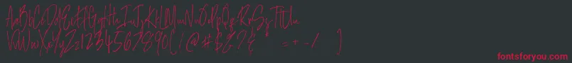 Salernitana Script-Schriftart – Rote Schriften auf schwarzem Hintergrund