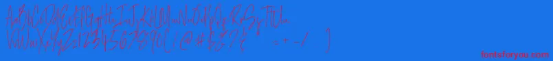 Salernitana Script-Schriftart – Rote Schriften auf blauem Hintergrund