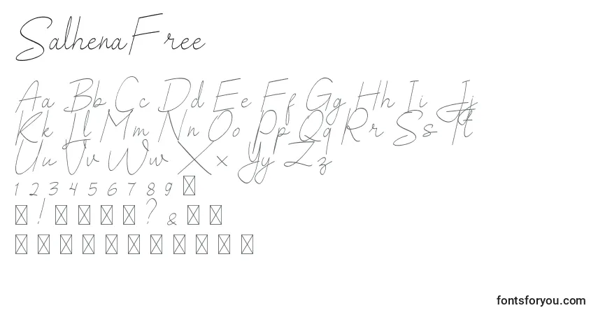 Fuente SalhenaFree - alfabeto, números, caracteres especiales