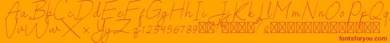 SalhenaFree-Schriftart – Rote Schriften auf orangefarbenem Hintergrund