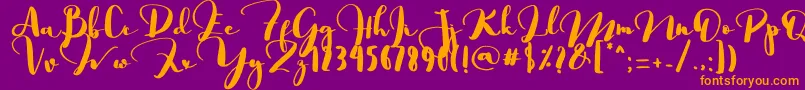 Saligra-Schriftart – Orangefarbene Schriften auf violettem Hintergrund