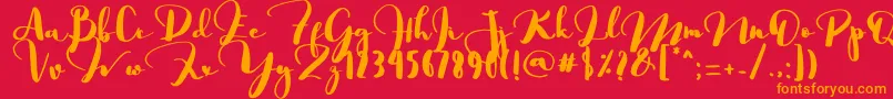 フォントSaligra – 赤い背景にオレンジの文字