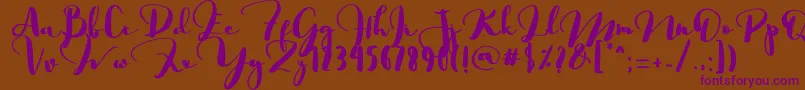 フォントSaligra – 紫色のフォント、茶色の背景