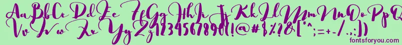フォントSaligra – 緑の背景に紫のフォント