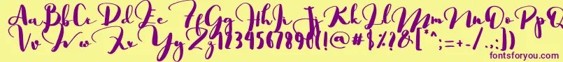 Saligra Font – Purple Fonts on Yellow Background