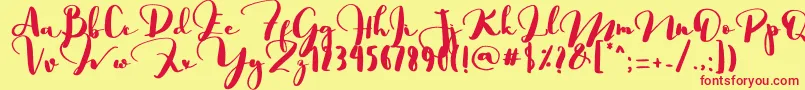 フォントSaligra – 赤い文字の黄色い背景